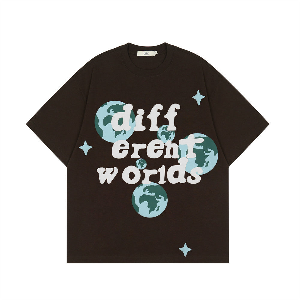 DIFFERENT WORLDS PUFF PRINT T-SHIRT