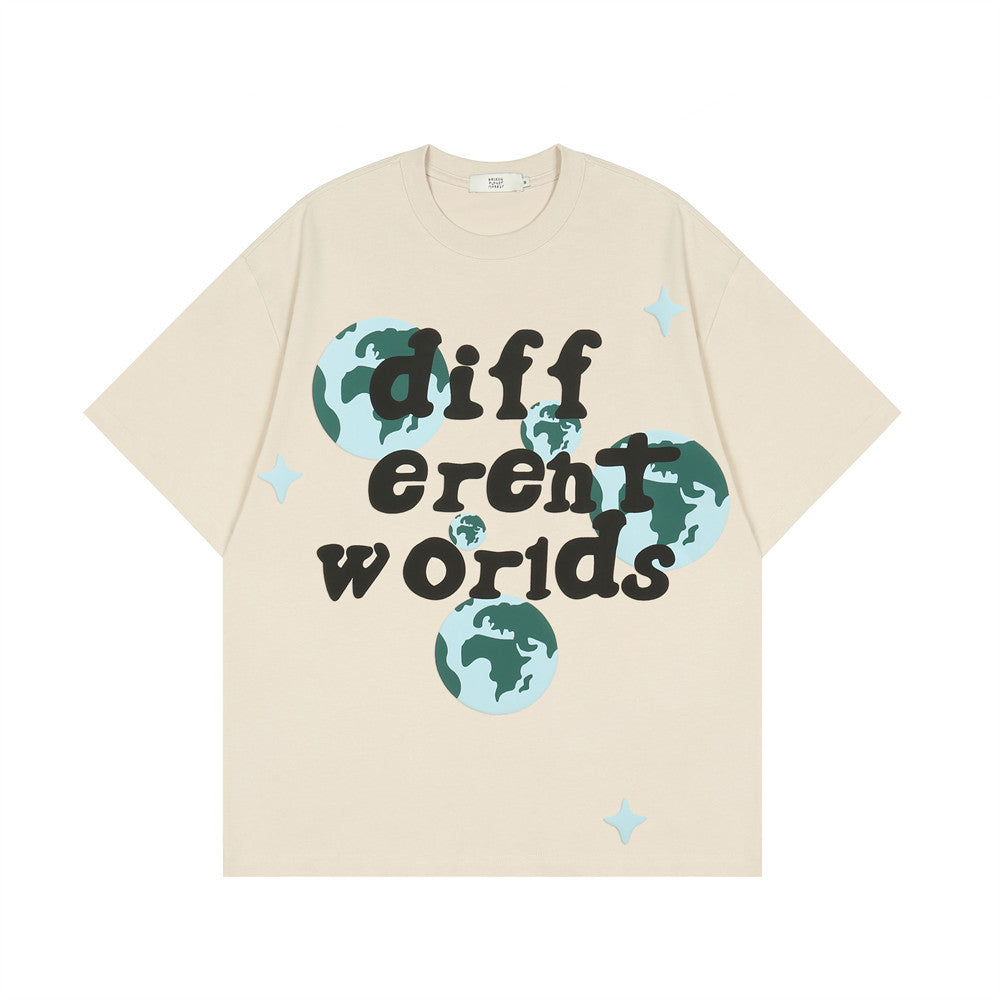 DIFFERENT WORLDS PUFF PRINT T-SHIRT