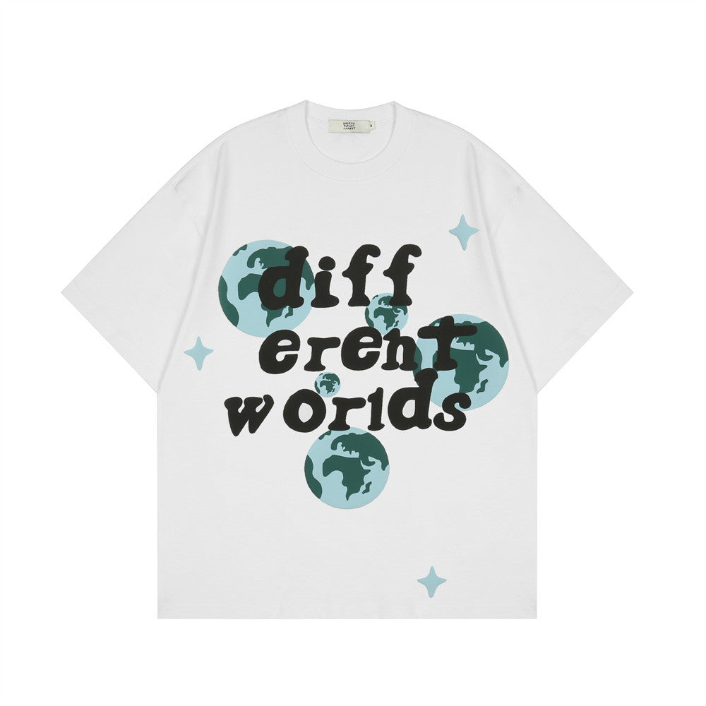 DIFFERENT WORLDS PUFF PRINT T-SHIRT