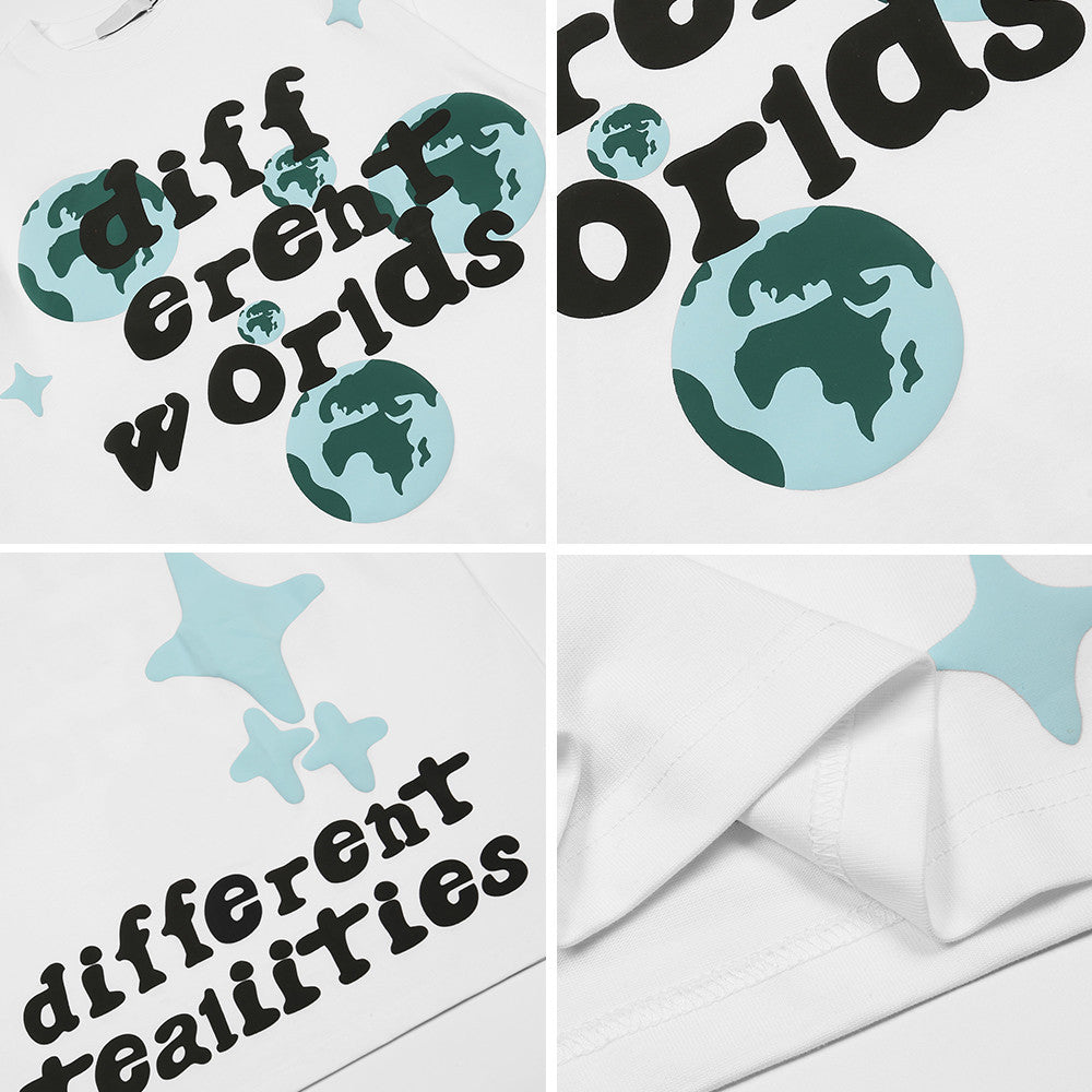 DIFFERENT WORLDS PUFF PRINT T-SHIRT